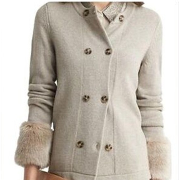 Banana Republic Merino/Cashmere Sweater w/Fur Cuff...